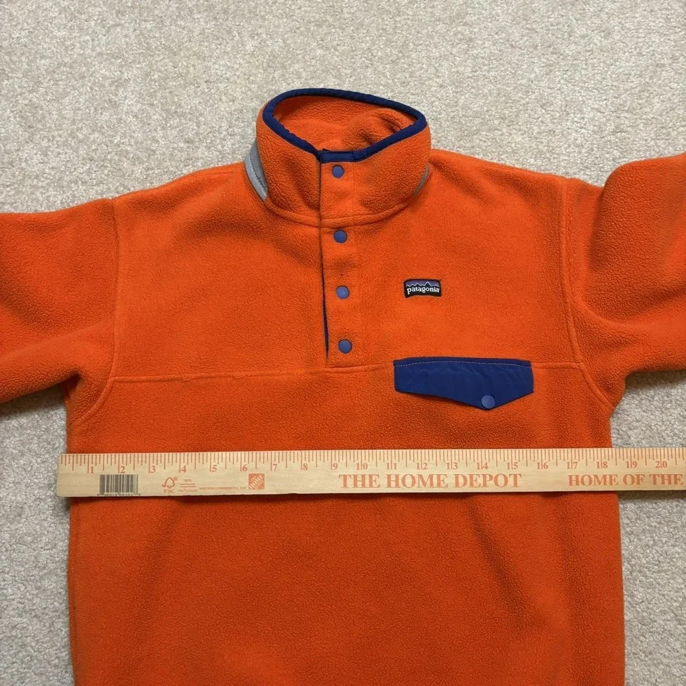 Vtg Patagonia Synchilla Snap-T Fleece Jacket Youth Large 12 Orange Pullover Cozy